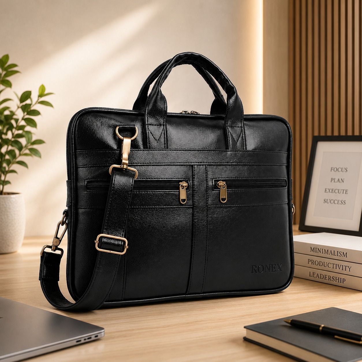 ronex Men & Women Black Messenger Bag-picture-19