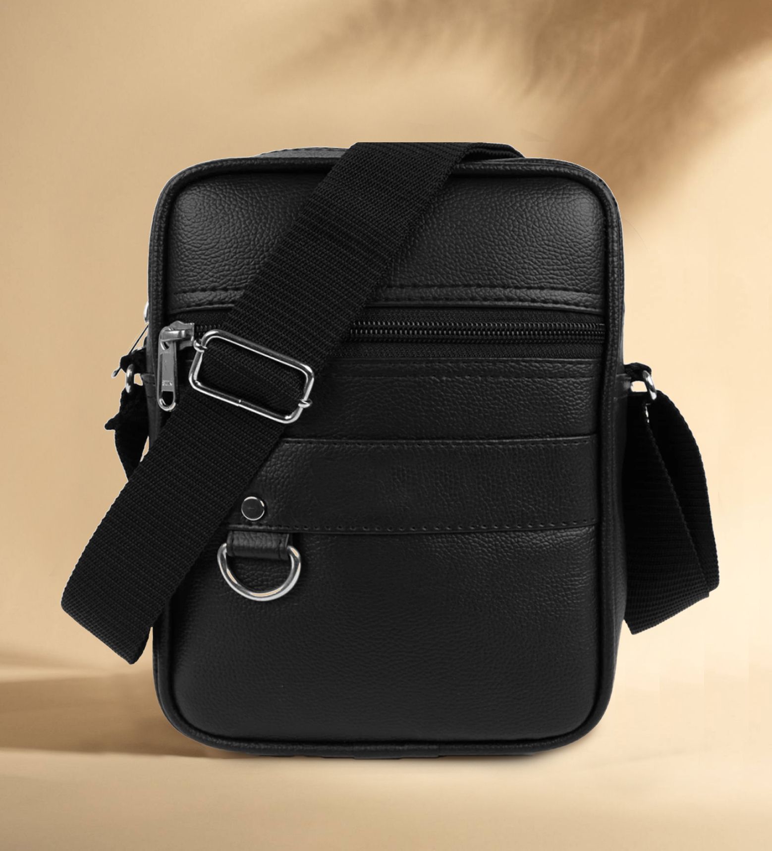 Men Black Messenger Bag-image-9