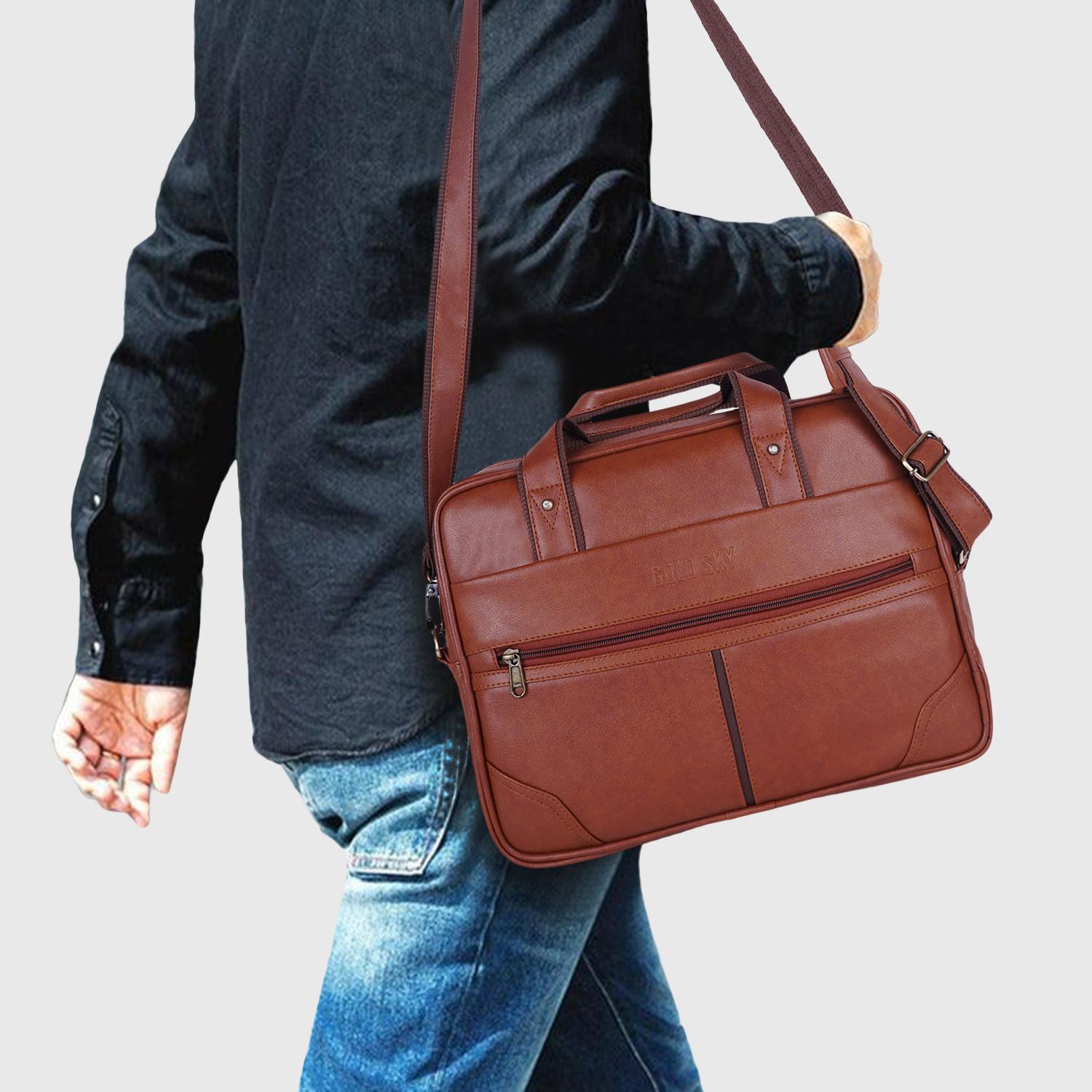 Men Tan Messenger Bag-image-27