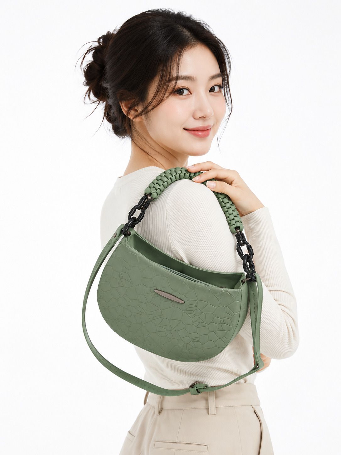 Women Green Shoulder Bag-image-17