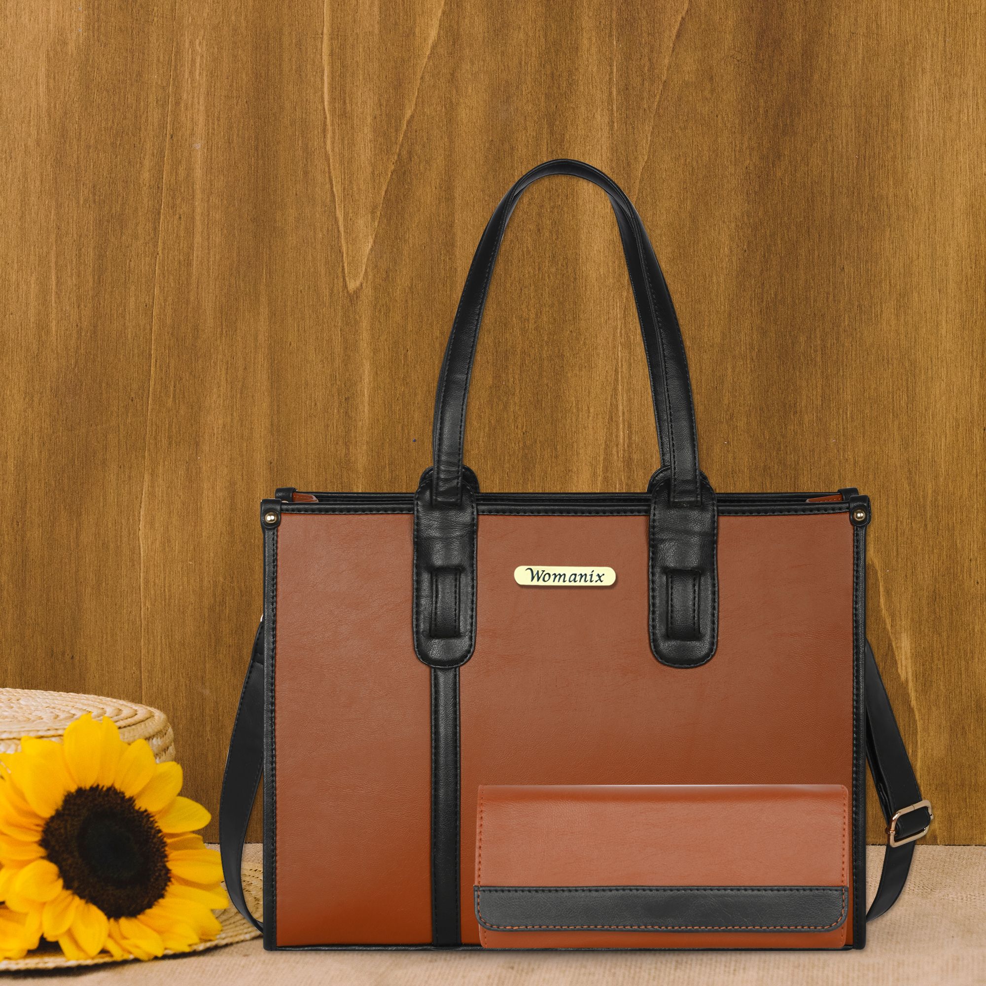 Women Tan, Black Hand-held Bag-image-12