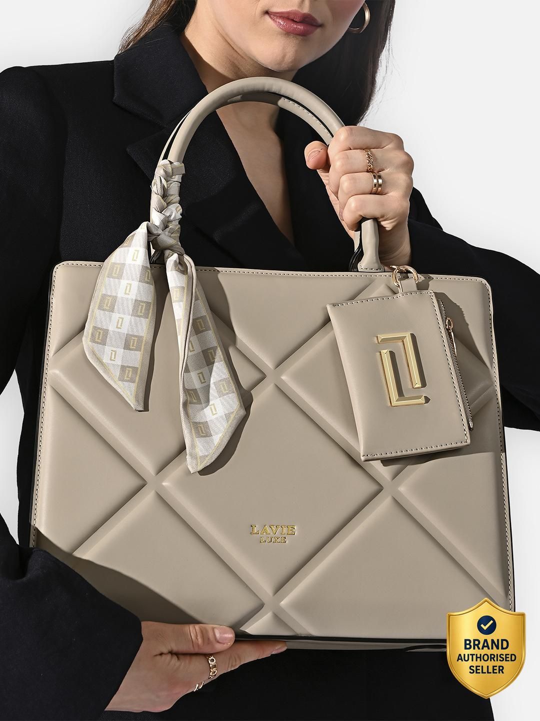 lavie luxe Women Beige Satchel-picture-14
