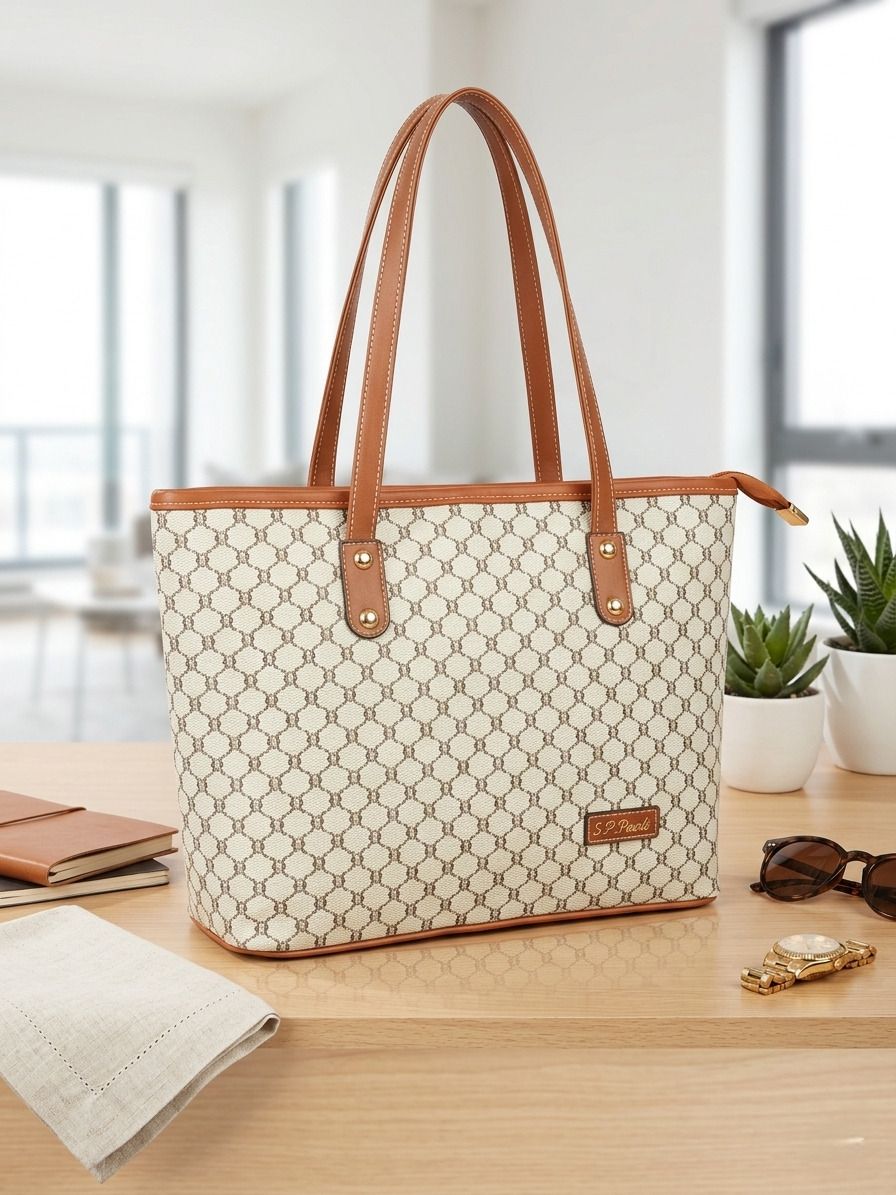 s.p. pearls Women Tan Tote-picture-16