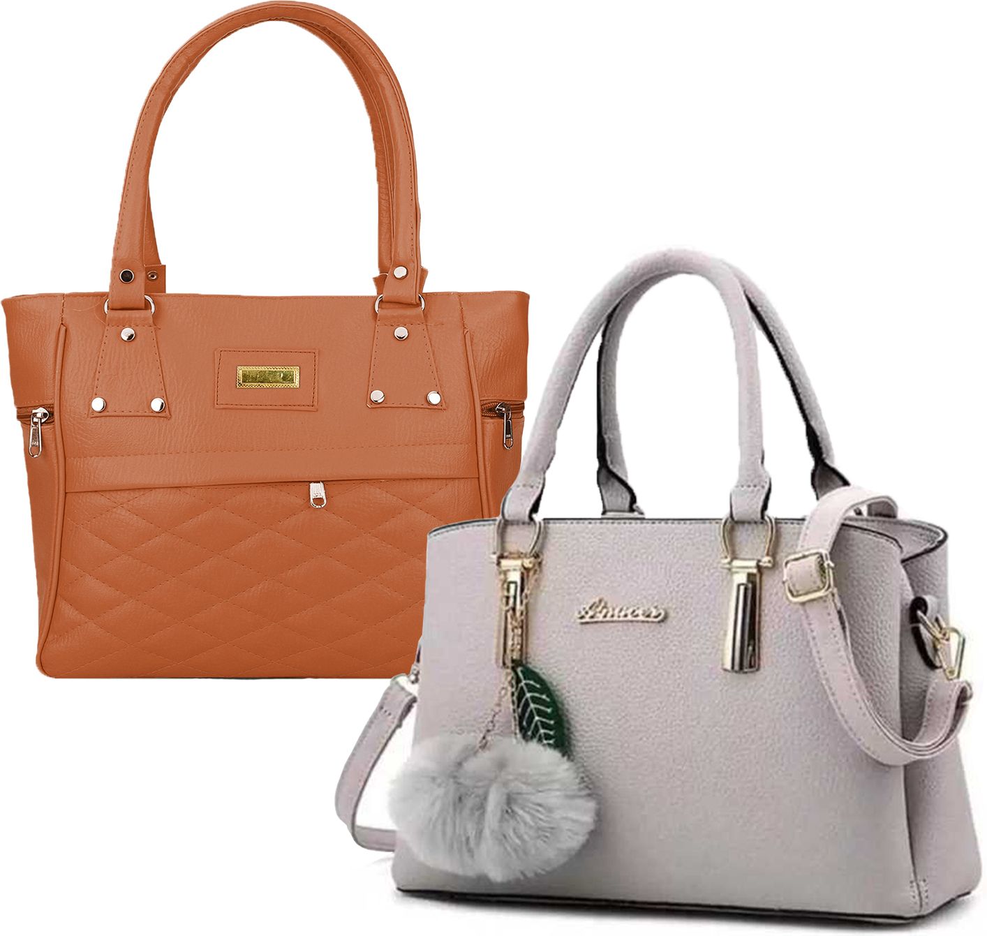 Women Brown, Grey Tote-image-34