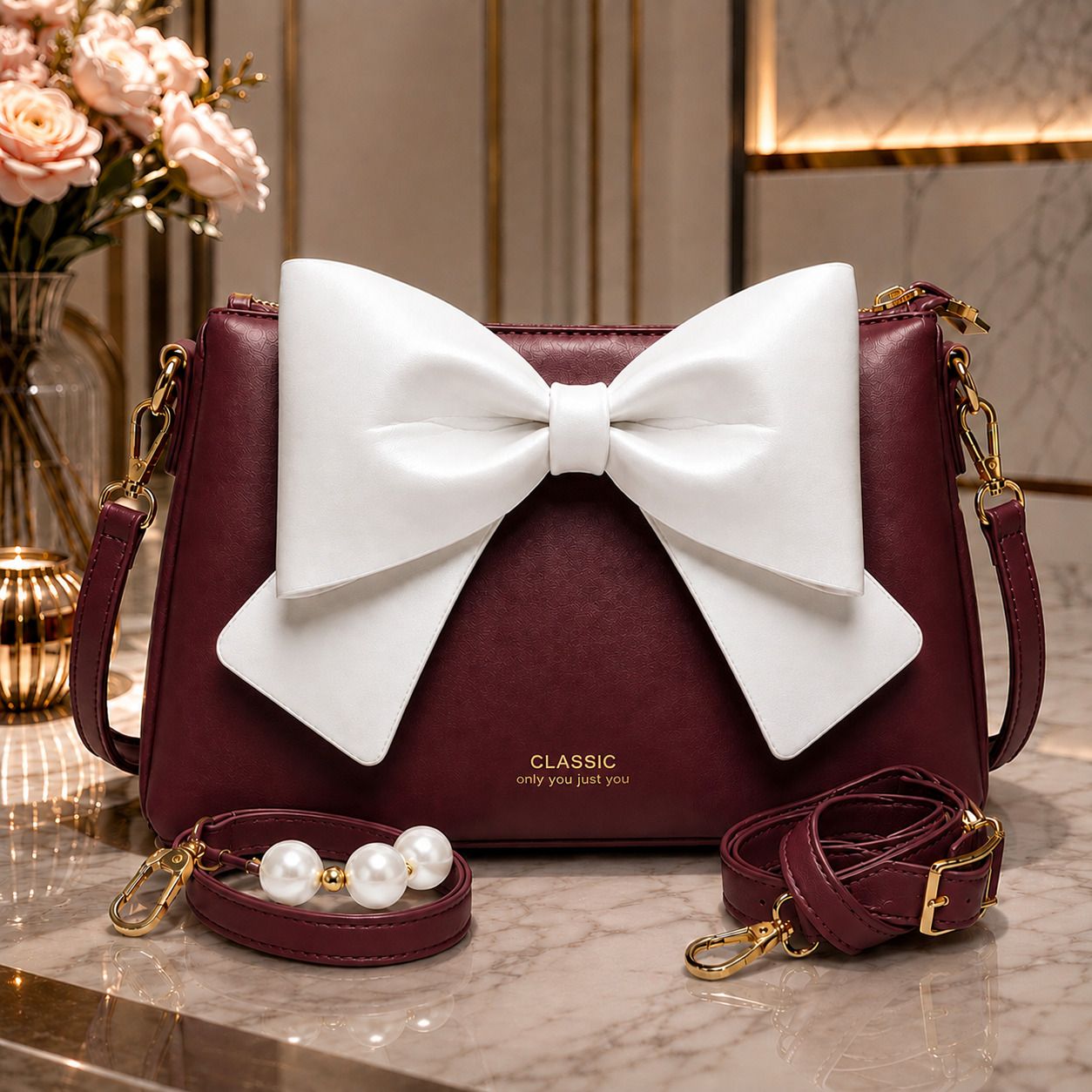 Women Maroon Satchel-image-2