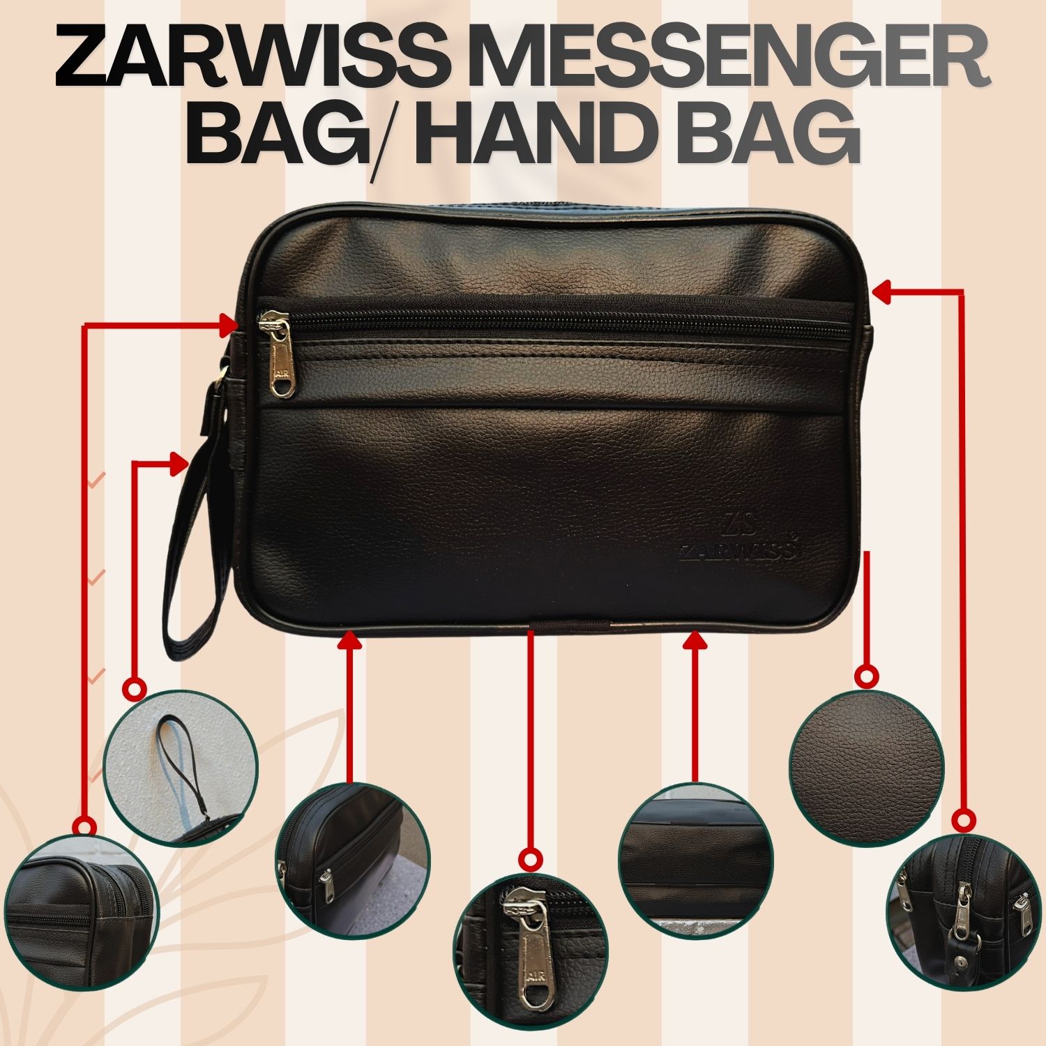 zarwiss PU Leather Handbag, Messenger Bag, Waterproof Bag for Men & Women Waterproof Messenger Bag-picture-43