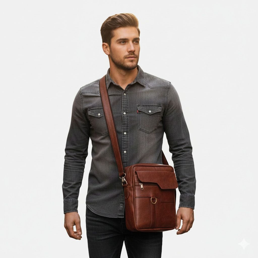 Men Brown Messenger Bag-image-35