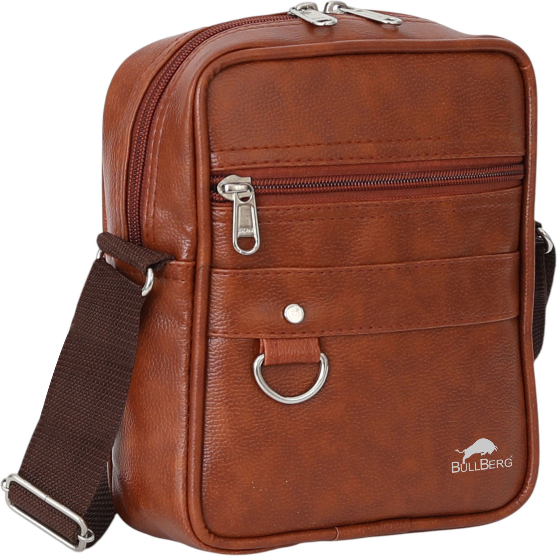Tan Men & Women Sling Bag Premium Sling Bag PU Leather Crossbody Bag – Unisex, 3 Compartments-image-42