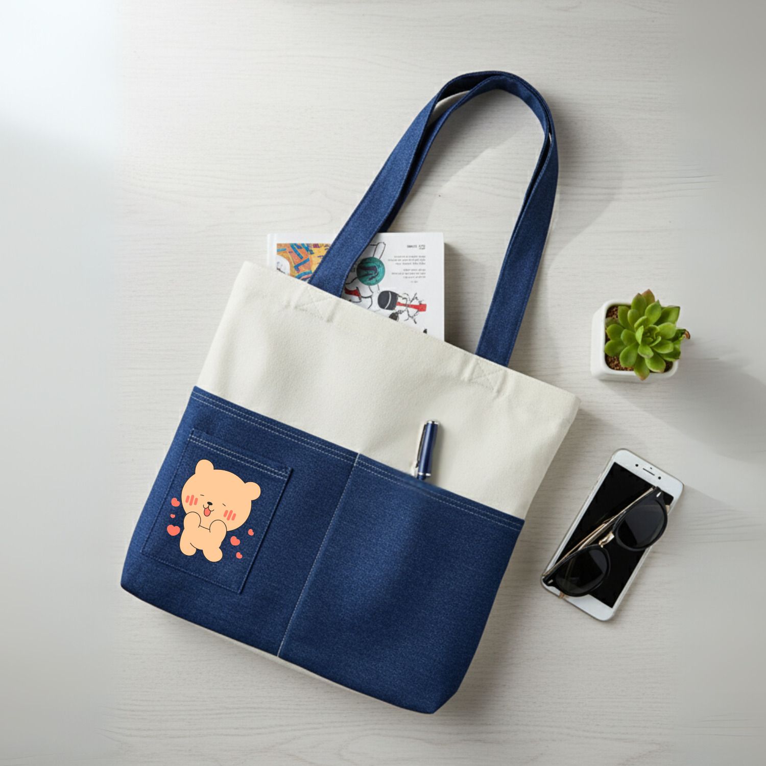 ecodott Women Blue, White Tote-picture-27