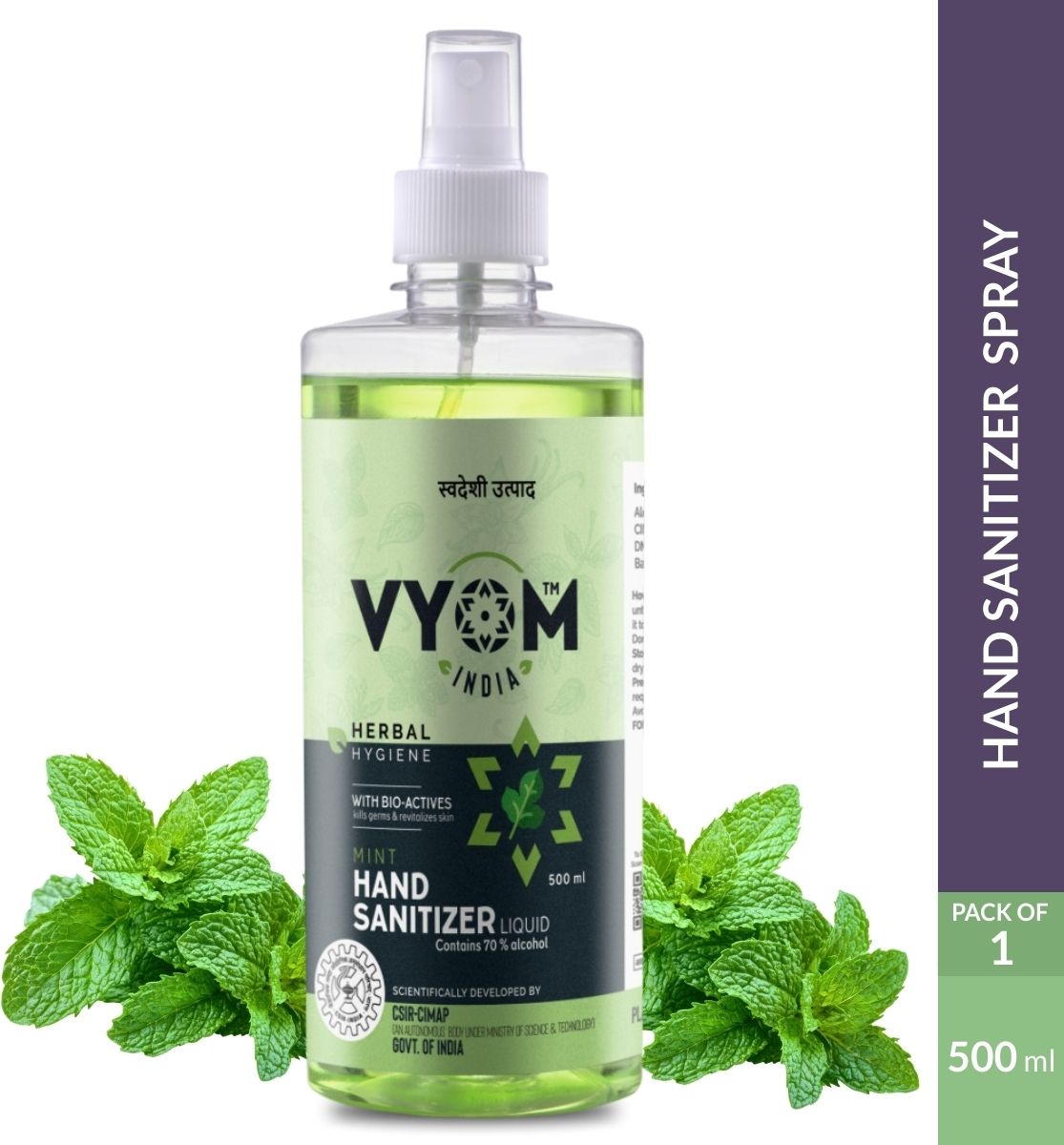 vyom india Herbal Hygiene Mint Liquid Sanitizer Spray Bottle Hand Sanitizer-picture-19