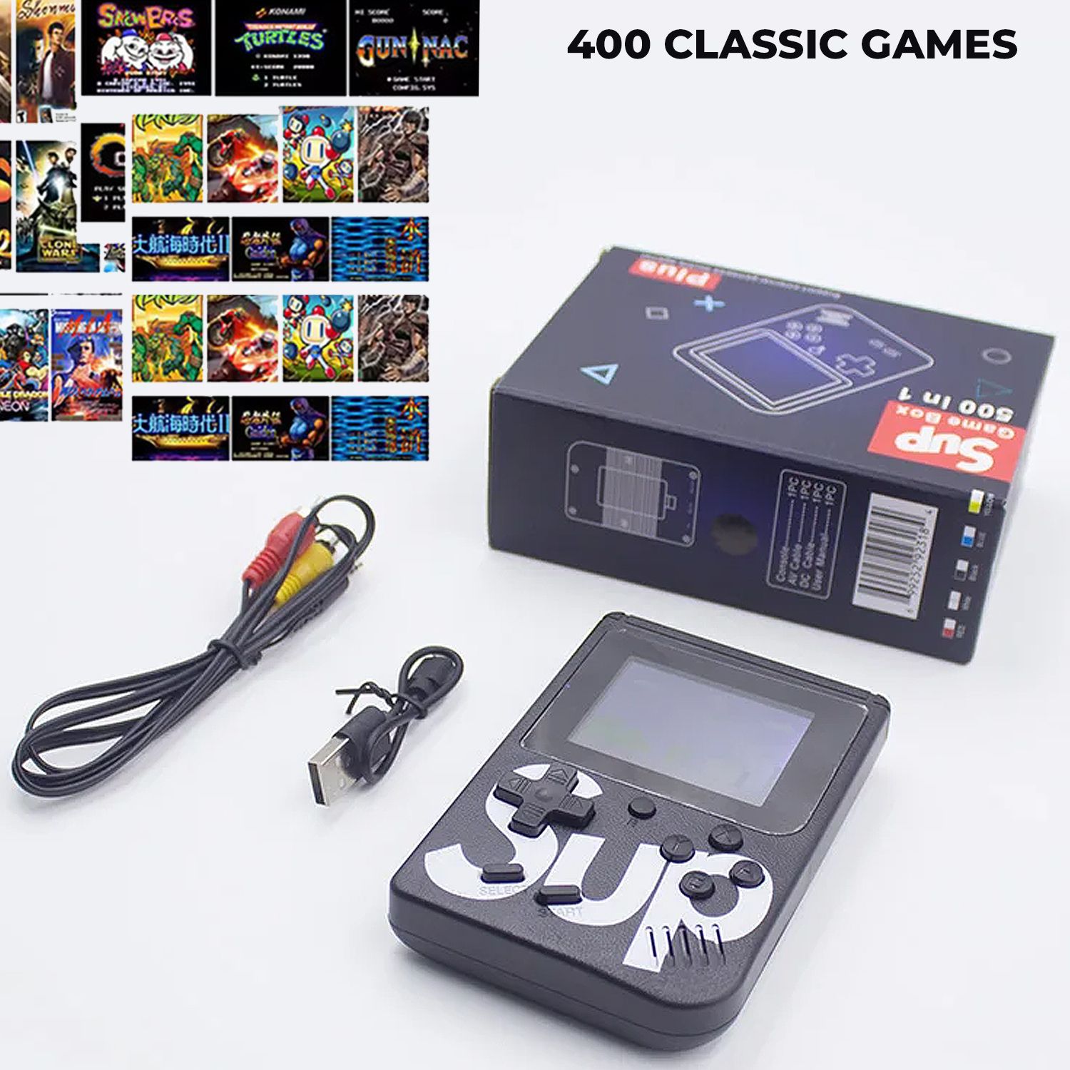MOBIZAC 400 Classic Video Gaming Console with AV Cable for TV Support with Games Contra Series, Super Mario, 90 Tanks, Jackals, Adventure-image-29