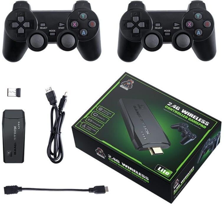 TECNOLOGIA Wireless video game with Game Stick Plug & Play TV Video Game 64 GB with 2 joystick, reciever, gamestick, power cable, memory card-picture-14