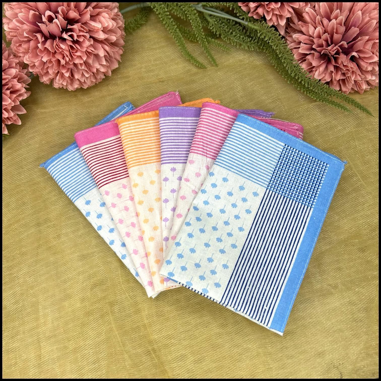 Gold Coin Stylo Pack of 6 Women's 100% Cotton ["Multicolor"] Handkerchief ["Multicolor"] Handkerchief-picture-30