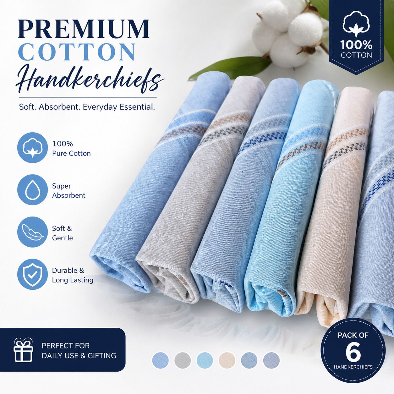 Ritz Cotton Hanky For Man's ["Multicolour color"] Handkerchief-image-45