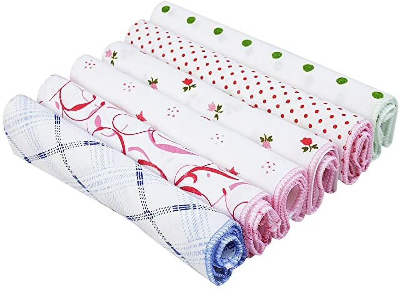 well wishes 100% cotton PACK OF 6 HANDKERCHIEFS - FLORAL printed. ["White"] Handkerchief ["White"] Handkerchief