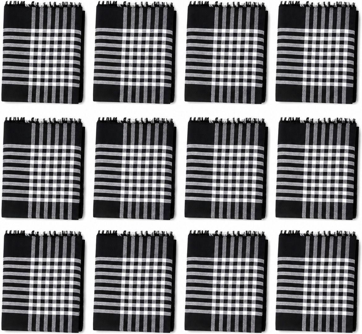 magenta 100% PURE COTTON MEDIUM CHECKED ["Black","White"] Handkerchief-image-21