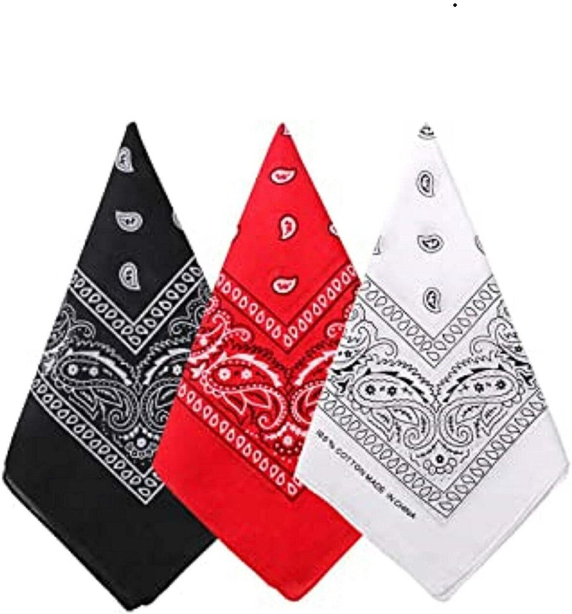 CoreSoft Men and Women Paisley Cowboy Headband Scarf Double Sided Print 100% Cotton ["White","Black","Red"] Handkerchief-image-2
