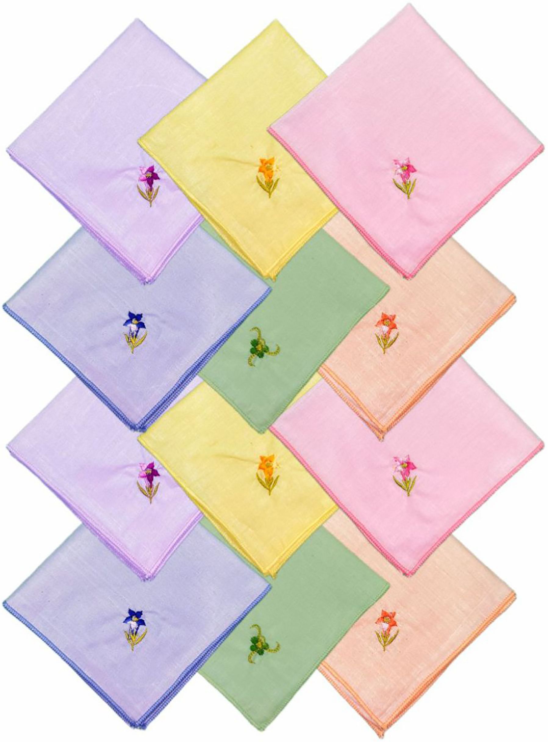The Vidz Women’s Embroidered Cotton Handkerchiefs ["Pink","Yellow","Green","Peach","Lavender","Blue"] Handkerchief-image-27
