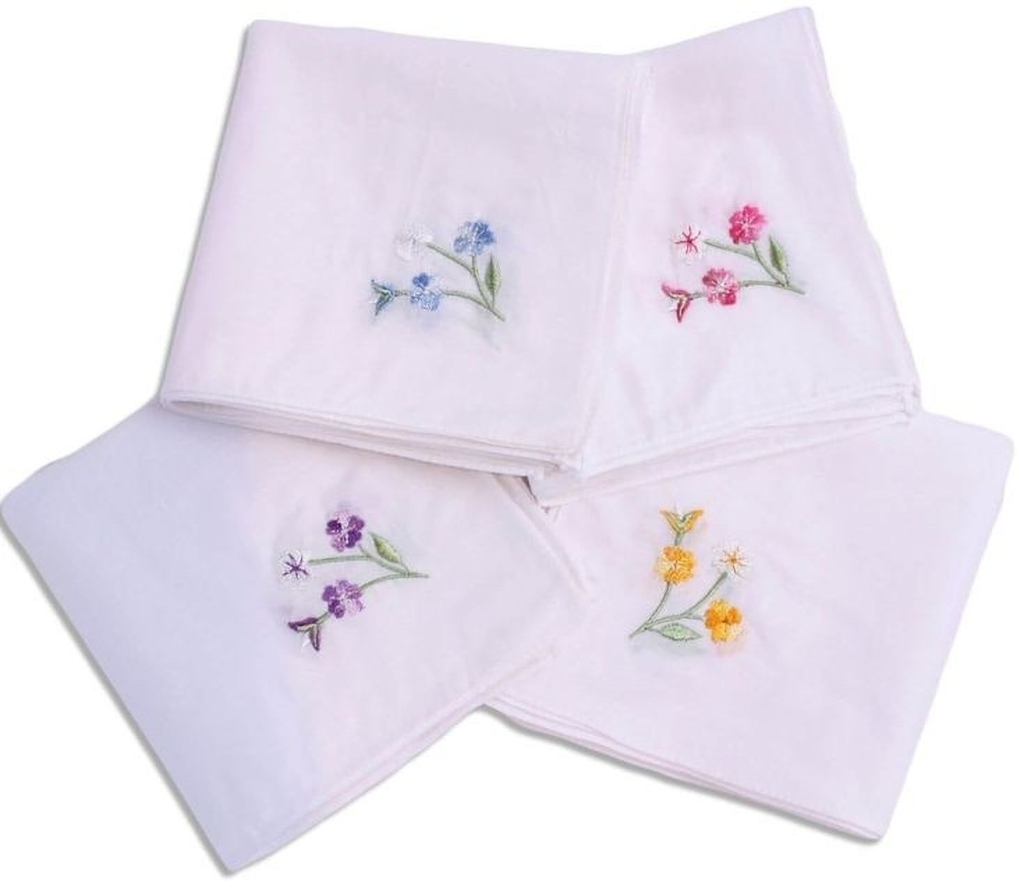 Shree adodhya Pack of 4 Women’s Embroidered White Cotton Handkerchiefs ["White"] Handkerchief-picture-14
