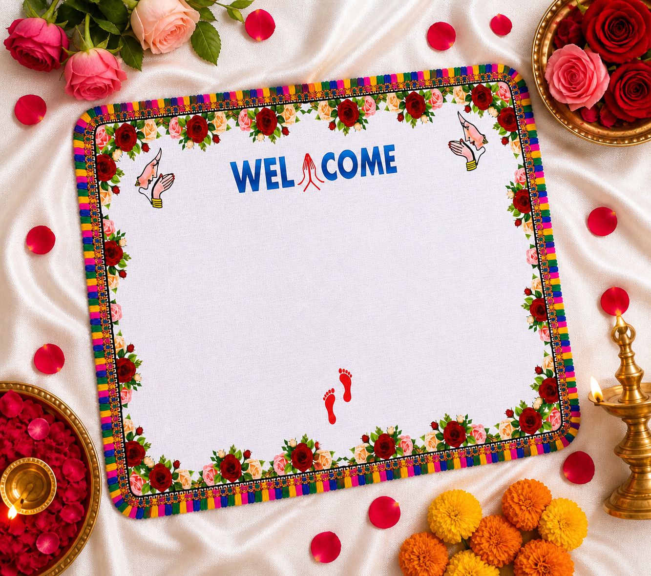 Niyam Premium Cotton Kanku Pagla Rumal for Griha Pravesh & Bridal Entry ["Multicolor"] Handkerchief-picture-20