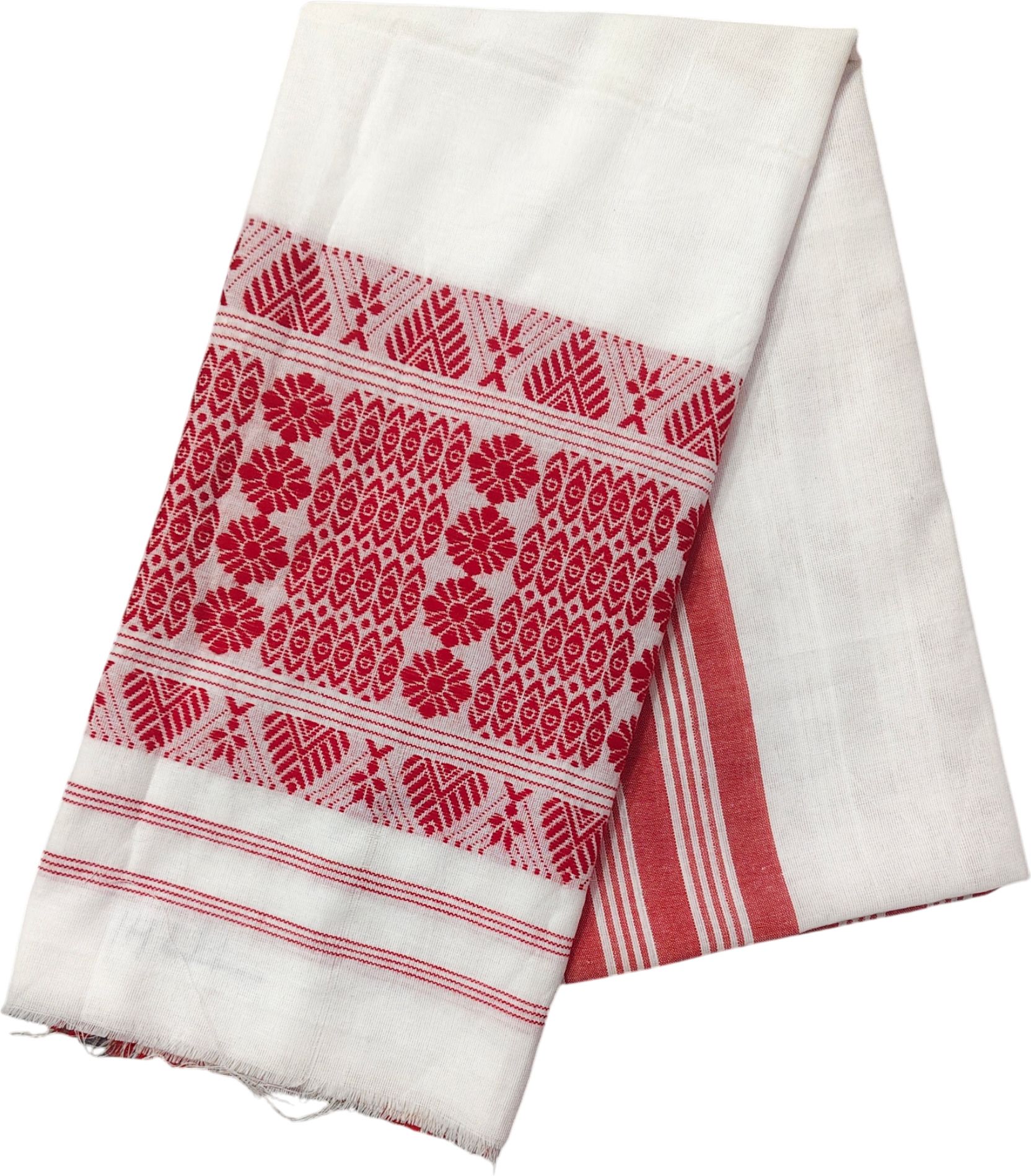 BAKKAH Assamese Gamosa ["White","Red"] Handkerchief-picture-21