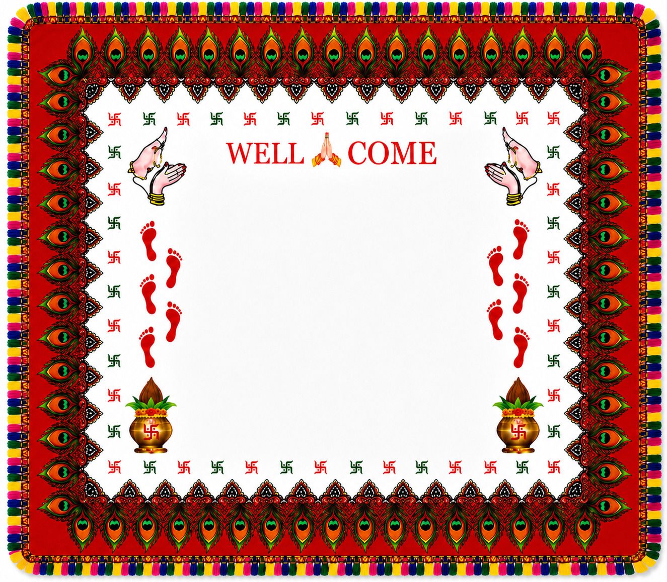 SHOPZEN Premium Cotton Kanku Pagla Rumal for Griha Pravesh & Bridal Entry ["Multicolor"] Handkerchief-picture-15