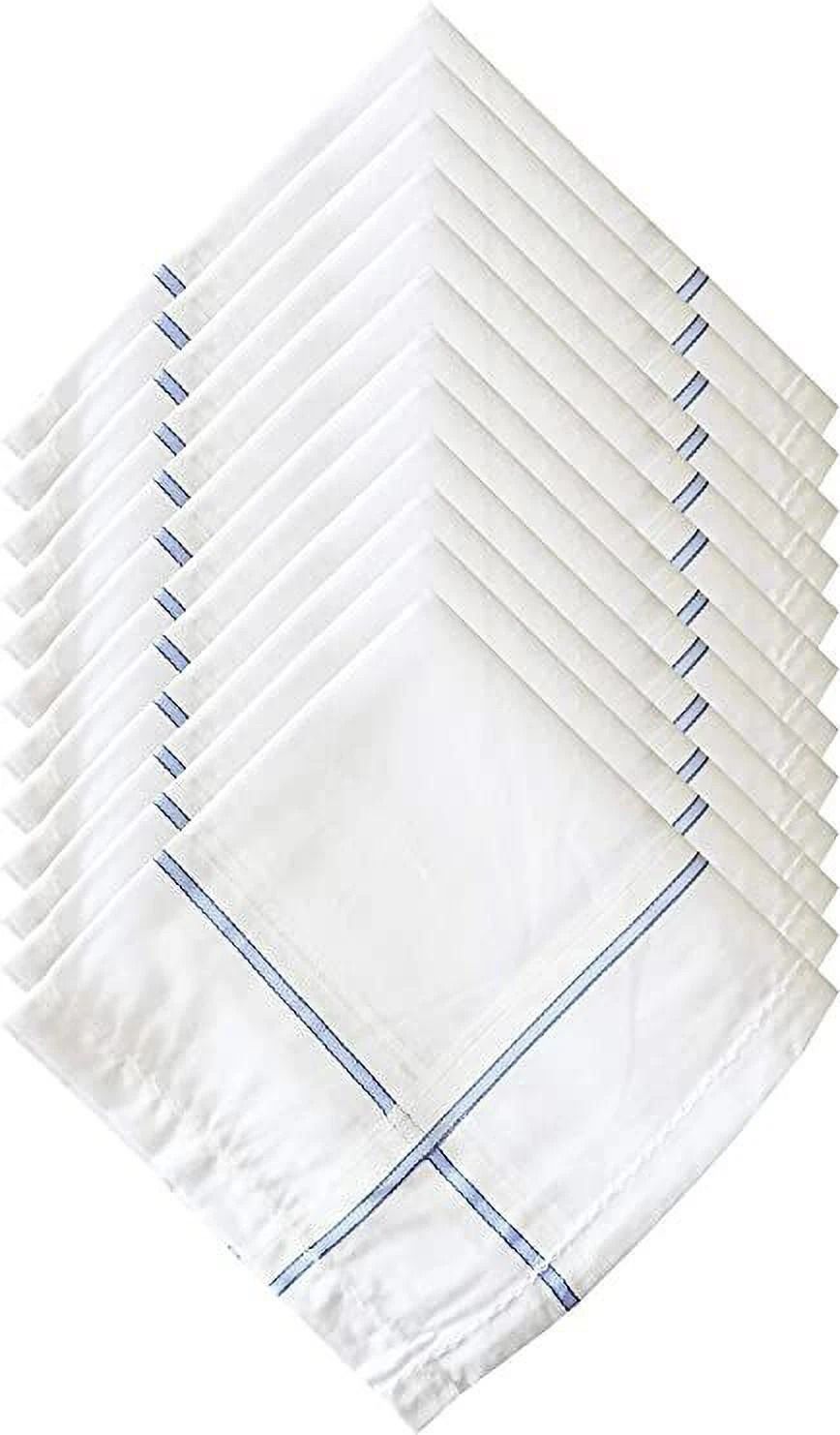 MITSURU 100% Cotton Premium Collection Hanky for Men Hankies Gift for Men ["WHITE STRIPS"] Handkerchief
