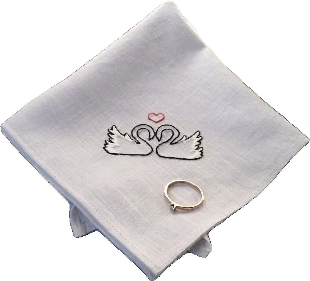 Shree adodhya Embroidered white linen wedding handkerchief soft cotton/ linen blend. ["White"] Handkerchief-image-32