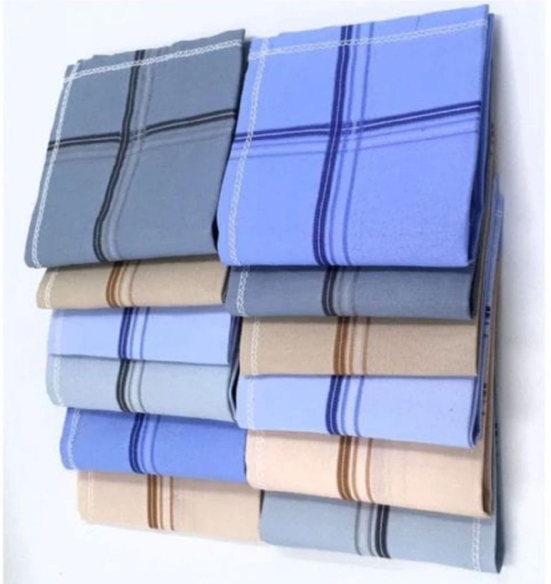 CoreSoft ure Cotton Fabric Mens King Size Strip Print Handkerchief Hanky Rumal For ["Multicolor"] Handkerchief-image-41