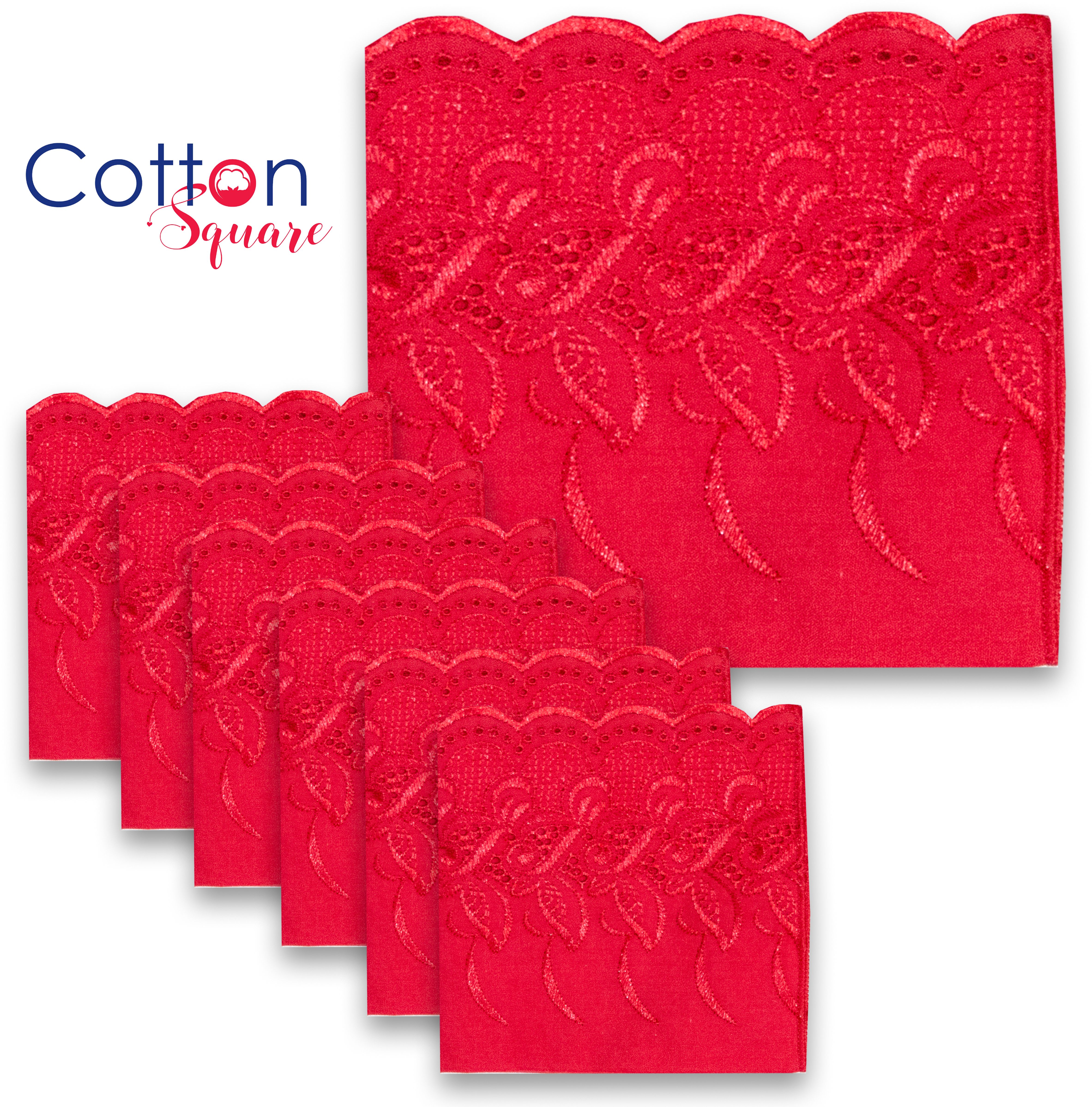 Cotton Square Women's Embroidered Hanky 100% Pure Cotton | Ladies Chicken ["Red"] Handkerchief-image-29