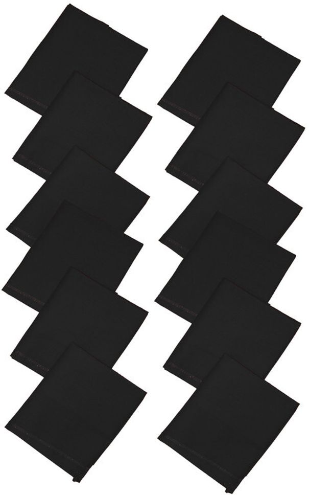 MIKONIKO Cotton Handkerchiefs for men Cotton Hankie Hankerchieves 12 Pack Black ["Black"] Handkerchief-image-1