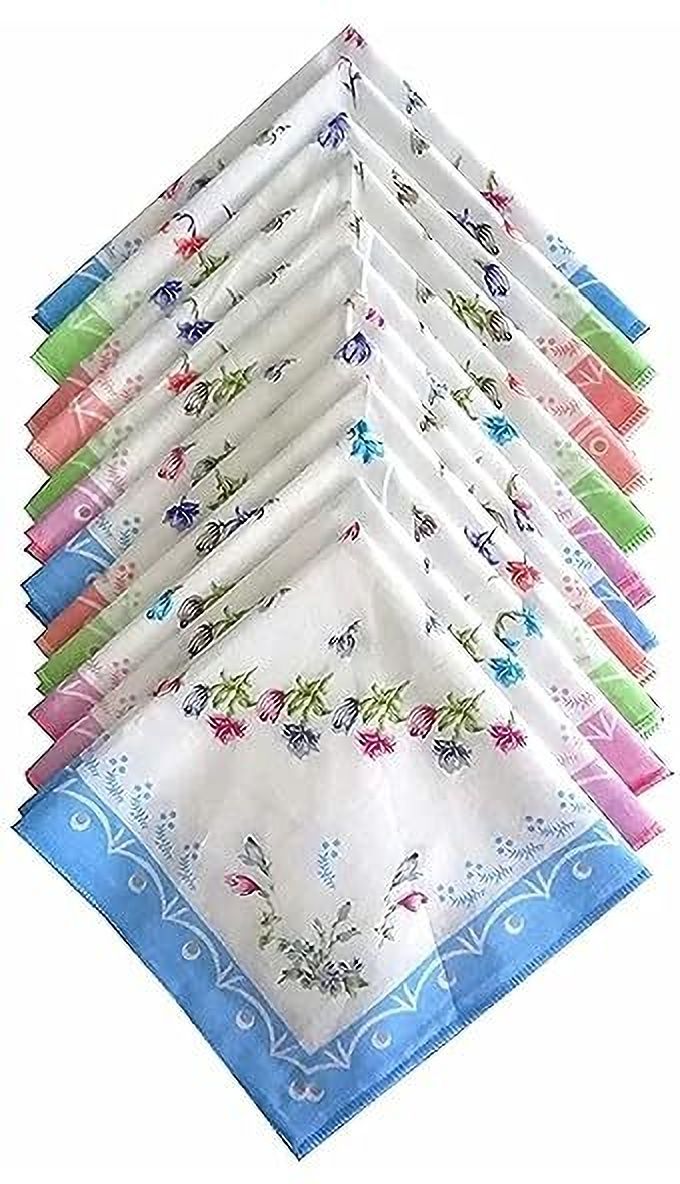 Anjani Pack of 12 Printed Handkerchief ["Multicolor"] Handkerchief-image-4