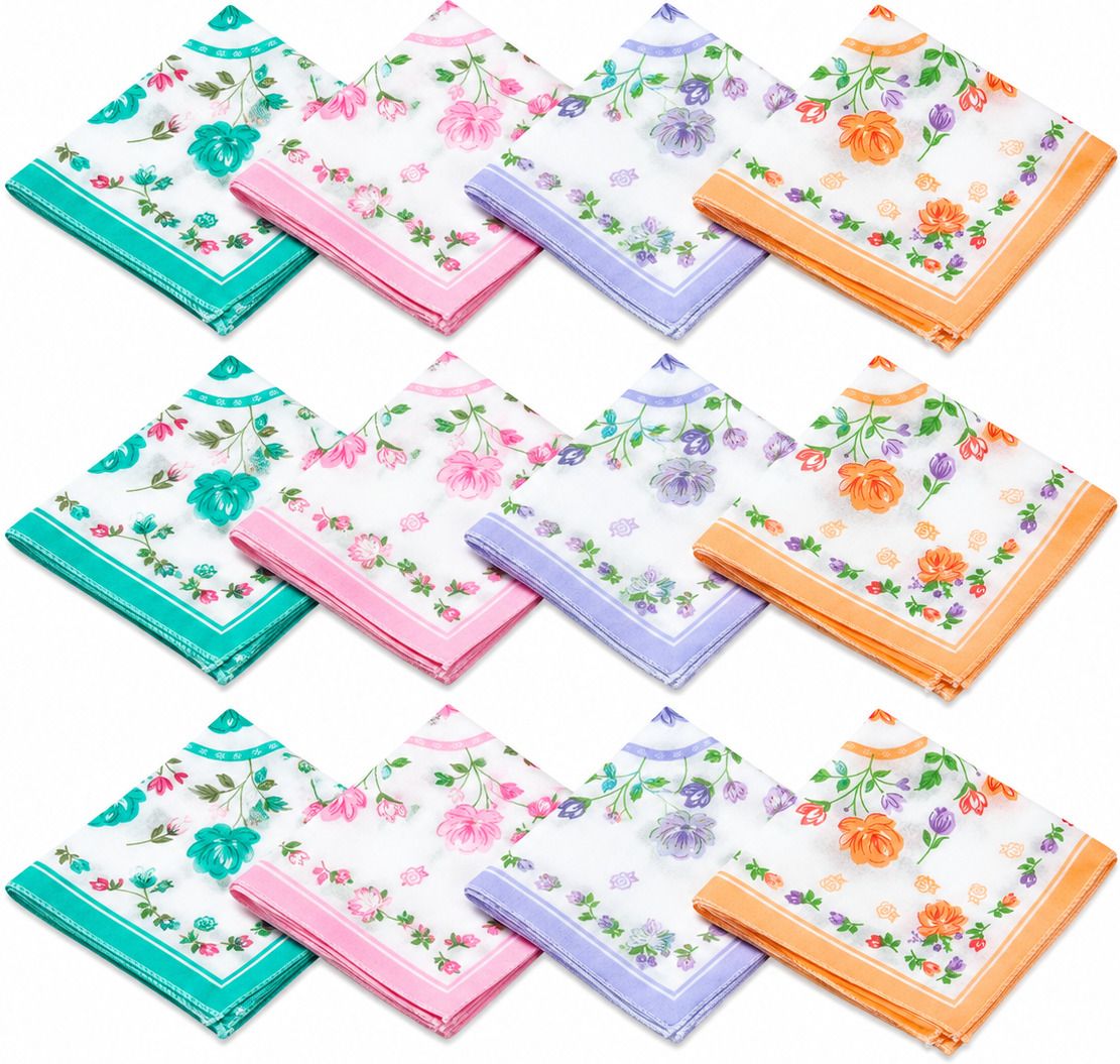 ABHA 100% Cotton Handkerchief Set of 12 Soft Absorbent Daily Use | Unisex | 30x30 CM ["Multicolor","12×12 Inch","Sweat Absorbent","Ladies","Men","Women","School Girl Boy","Dermal Wipe"] Handkerchief-picture-12