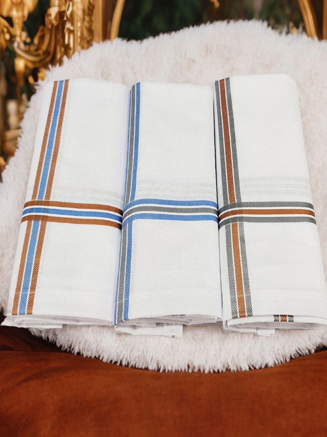 FIMS Men's Premium 100% Pure Cotton Handkerchief Combo Pack of 3 Multicolor ["White"] Handkerchief-picture-14