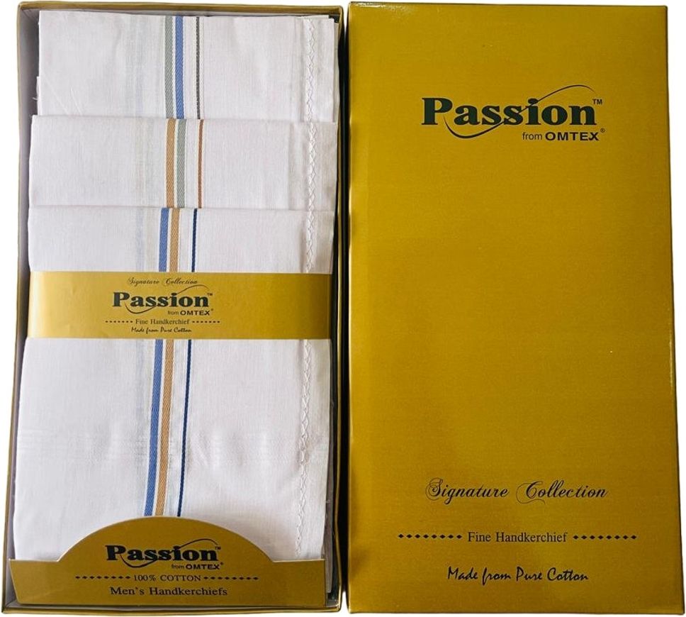 PASSION FROM OMTEX Men's 100% Combed Cotton full face cover Handkerchieves ["WHITE WITH COLORED BORDER"] Handkerchief-picture-10