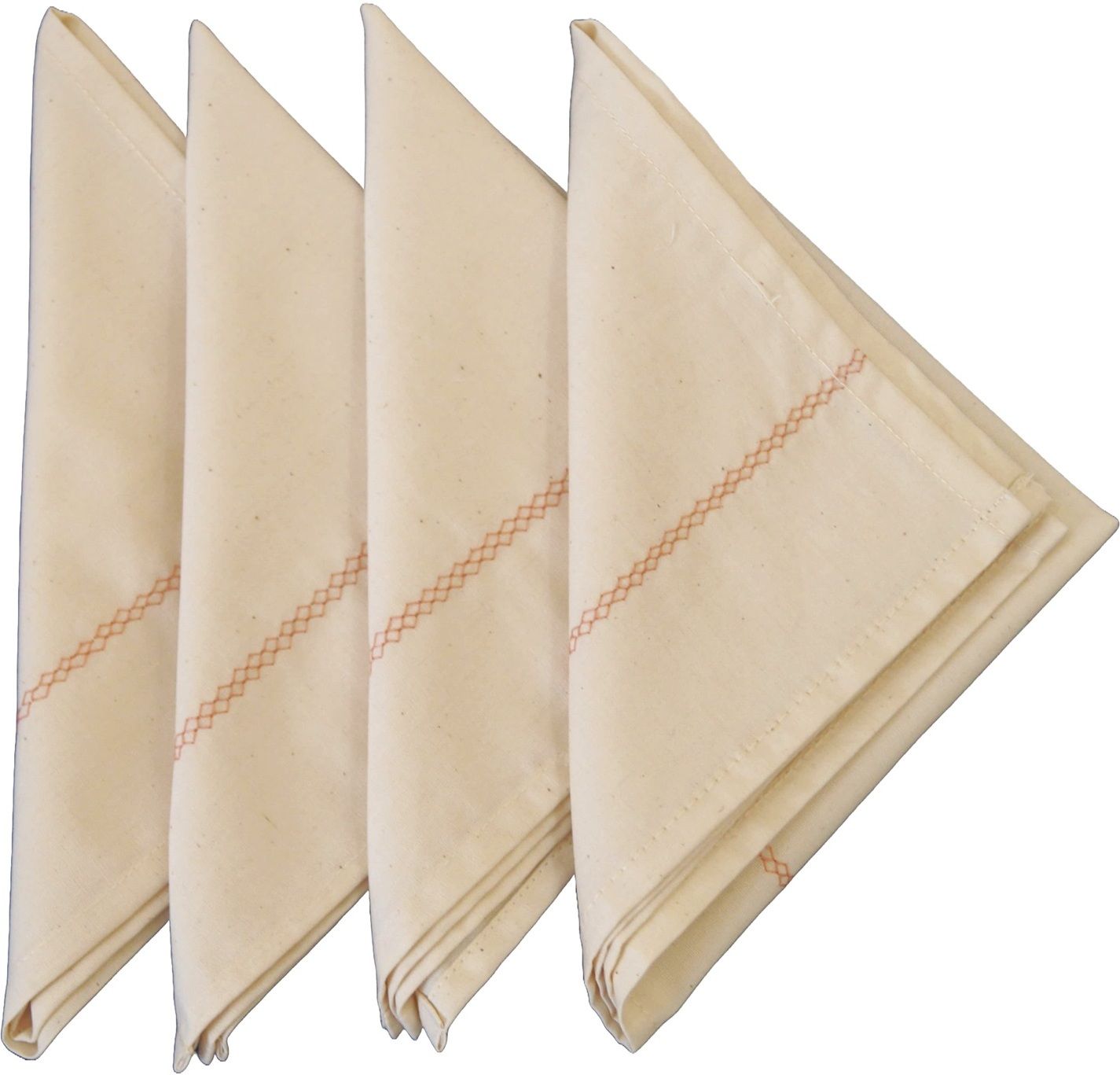 Vissage Pack of 4 Handkerchiefs (Women) Cotton: Natural Greige ["Off White"] Handkerchief-image-46