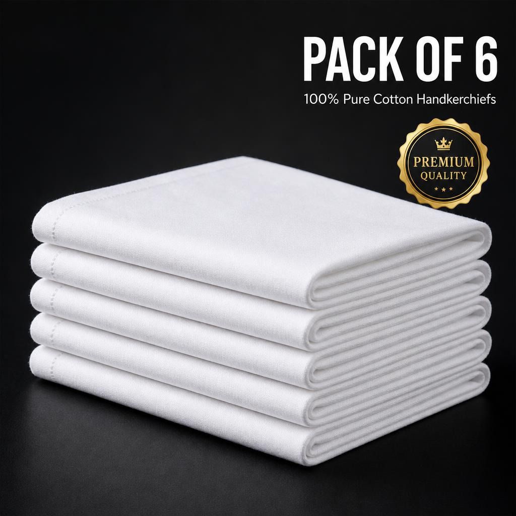 Kynora Premium Cotton Handkerchiefs for Men & Women – 50x50 CM, Soft & Absorbent ["White"] Handkerchief-picture-10