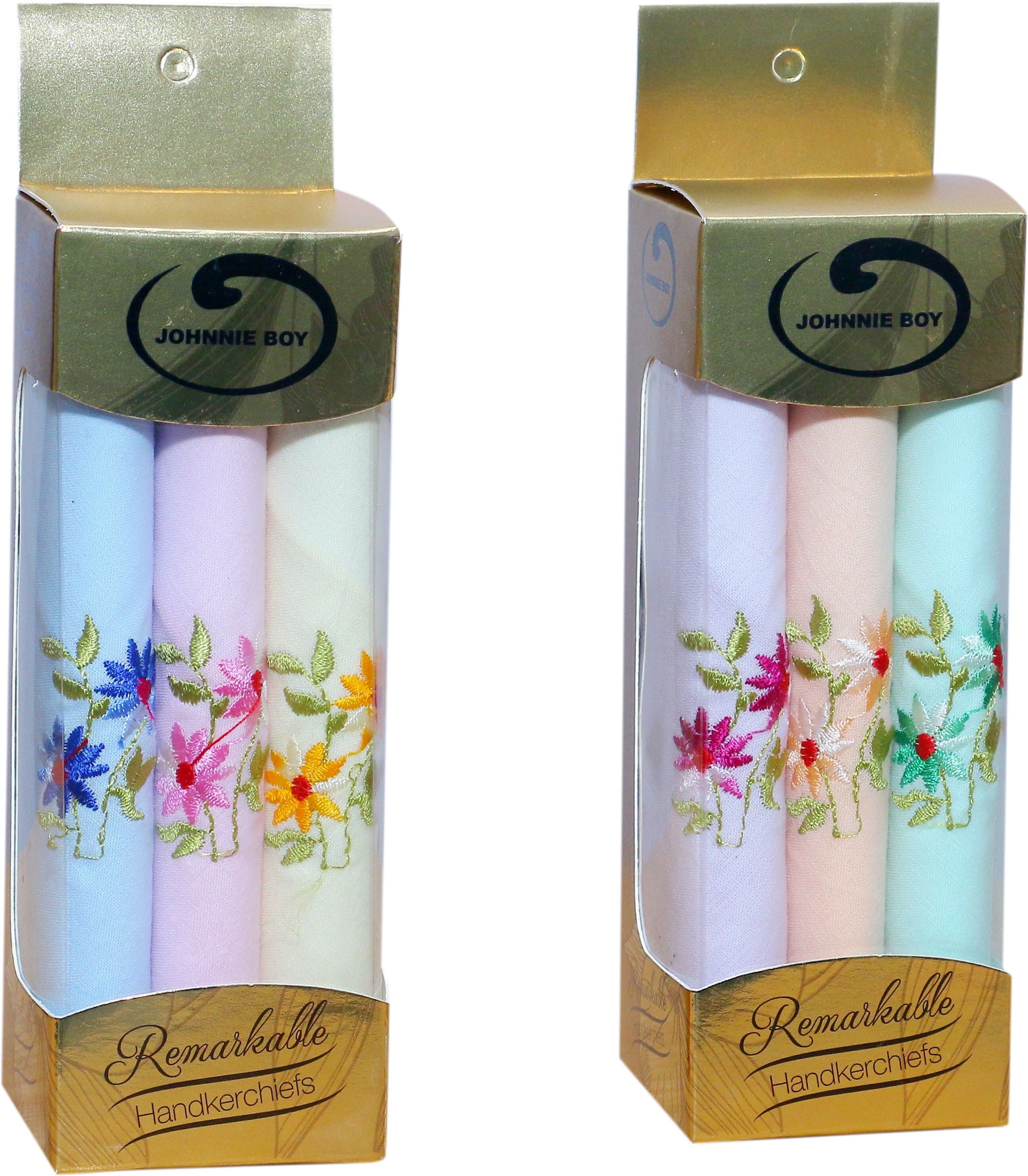 Johnnie Boy cotton handkerchief for girls or women with embroidery of flower design hanky ["Multicolor"] Handkerchief