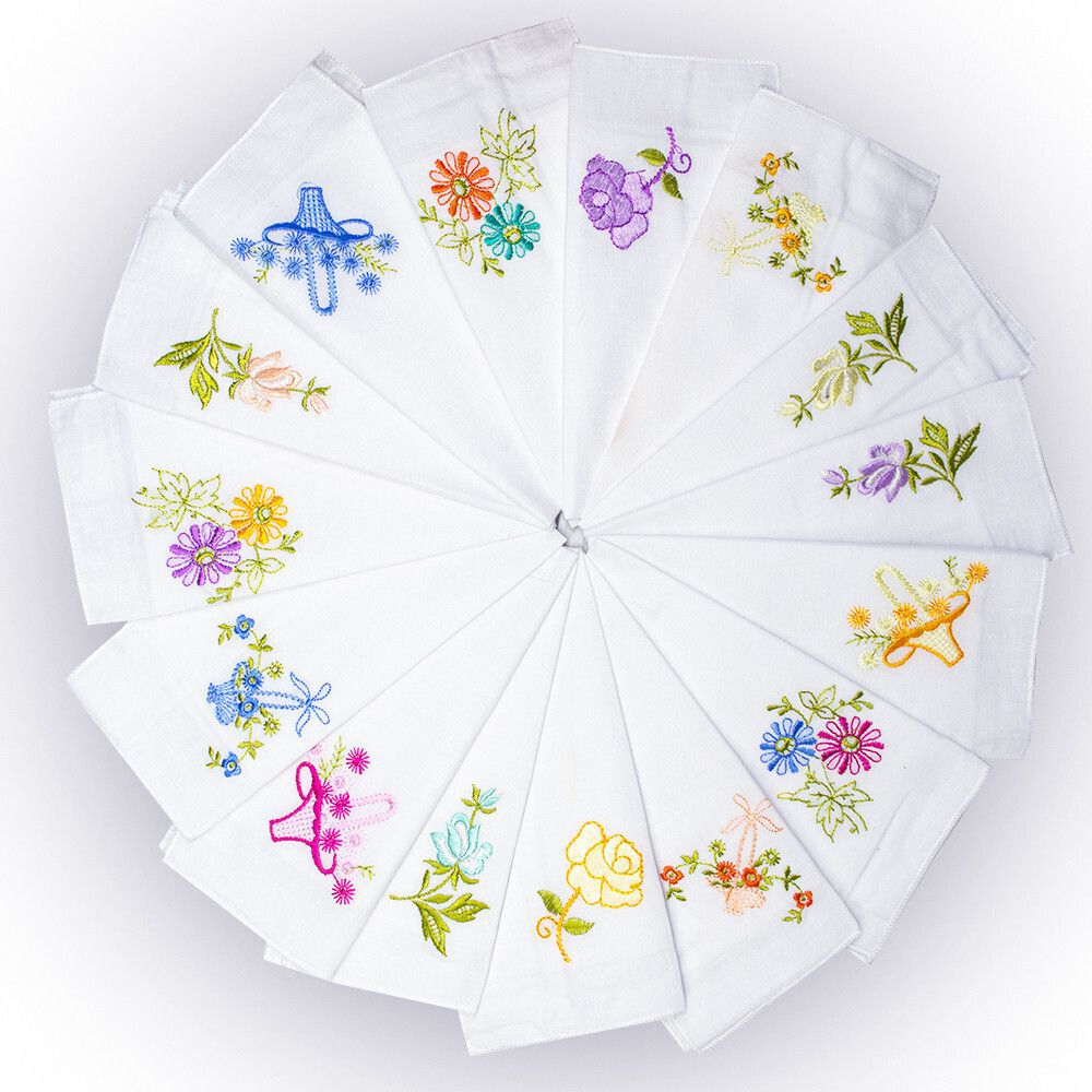 Cotton Square Printed Cutwork Soft Cotton Hankies for Woman, Girls & Wicking Sweat from Face ["White Color"] Handkerchief-image-9
