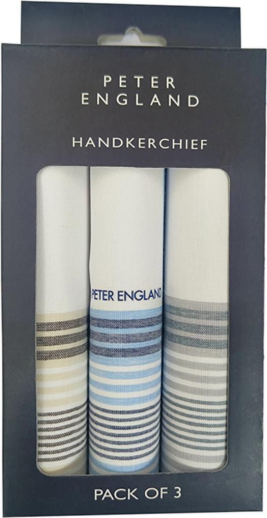 PETER ENGLAND Men's Cotton Color Border ["White, Blue, Grey & Beige"] Handkerchief-picture-11