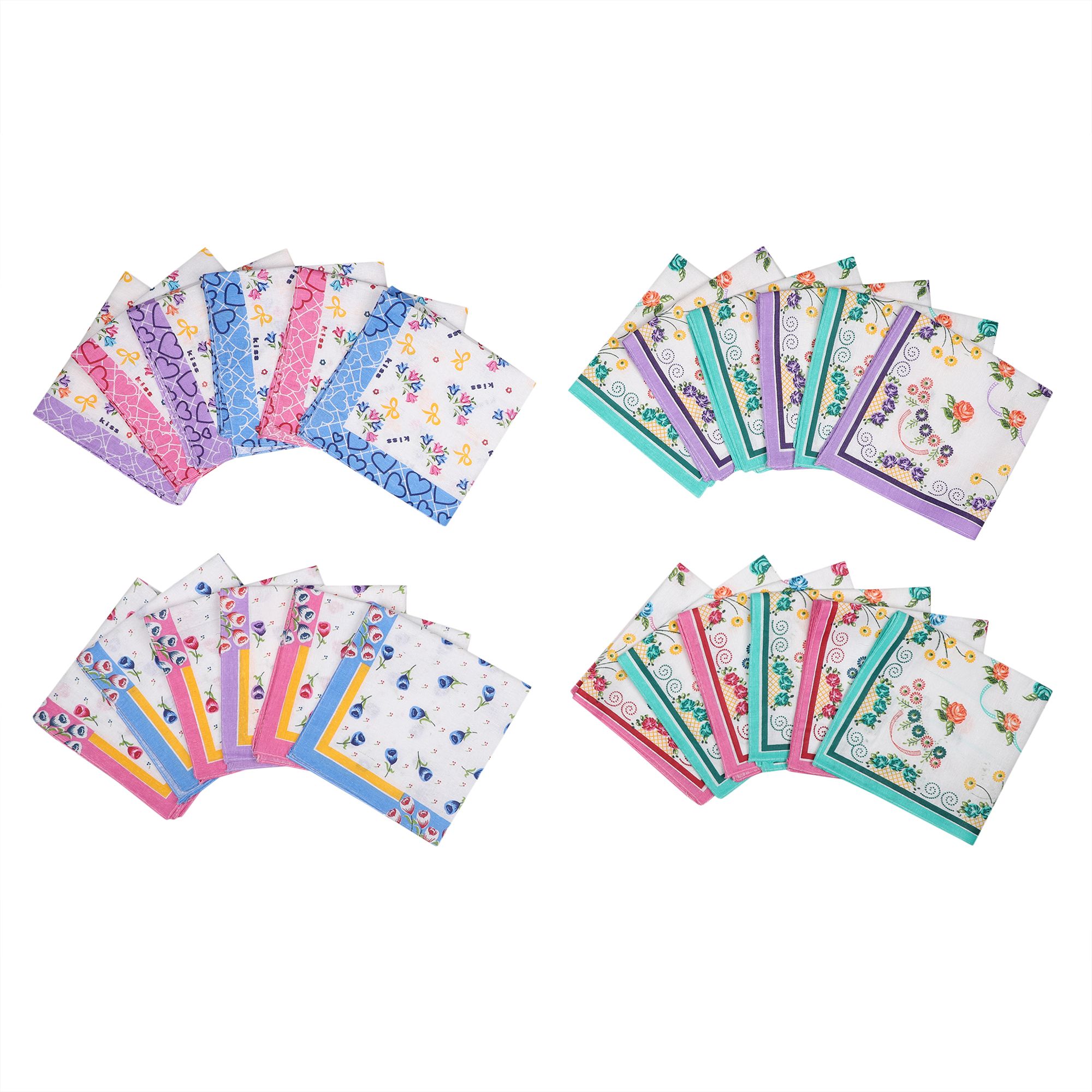 WYSE Ladies Hankies 24 Pcs ["Multicolors"] Handkerchief-picture-32