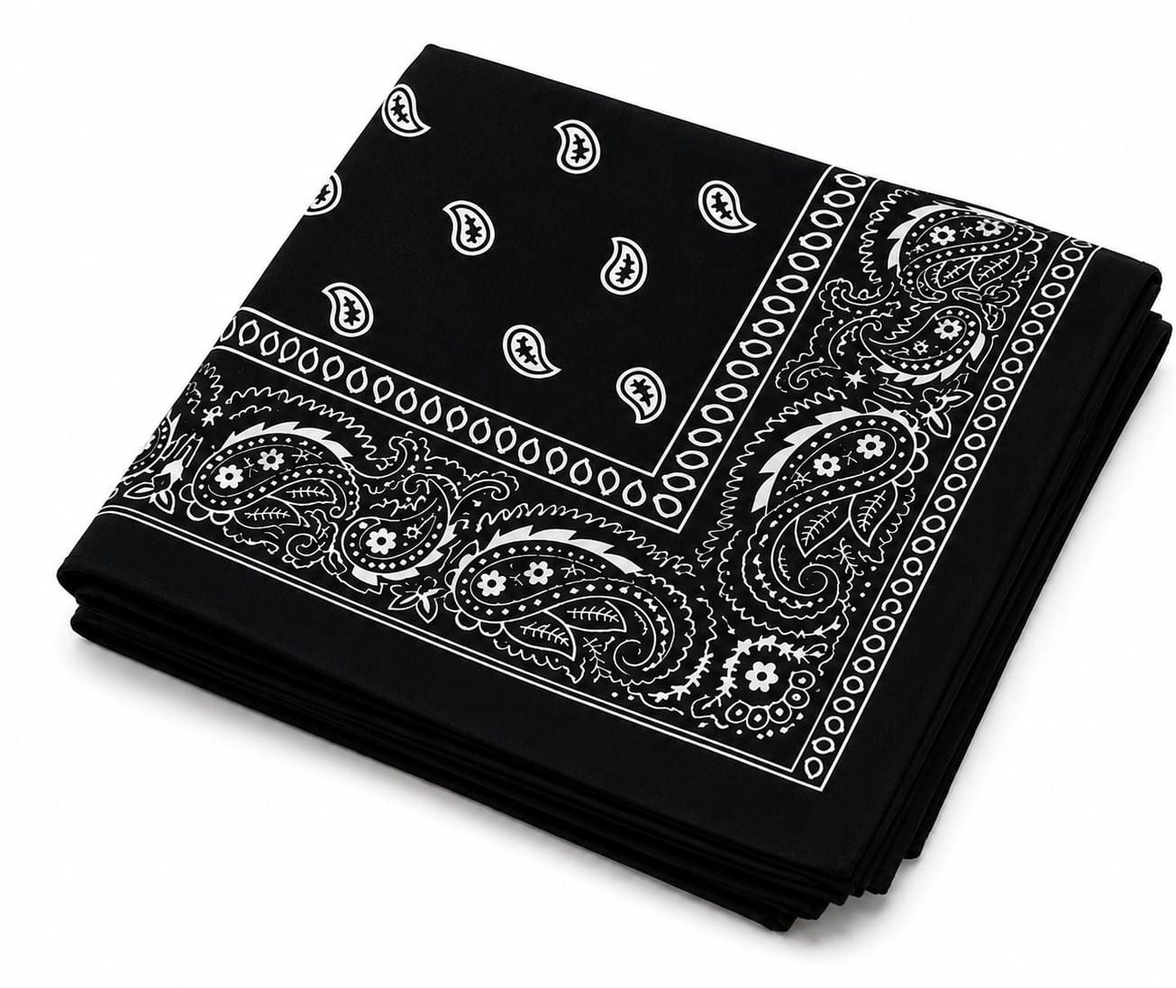 royalenterprise Premium Black Paisley Cotton Bandana Handkerchief Pack of Three Pieces ["Black"] Handkerchief-image-36
