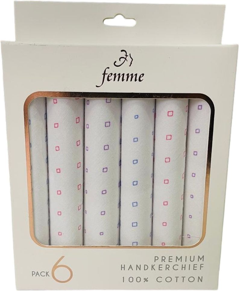 Femme PRINTS 100% PURE COTTON LADIES PREMIU3 HANDKERCHIEVES ["WHITE WITH PRINTS"] Handkerchief-image-15