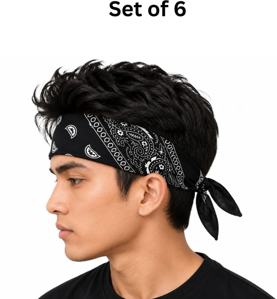 royalenterprise Premium Black Paisley Bandana Face Cover Neck Gaiter Unisex ["Black"] Handkerchief-picture-31