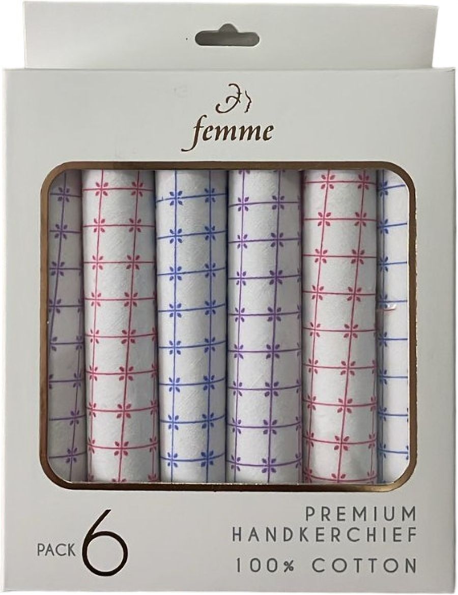 Femme PRINTS 100% PURE COTTON LADIES PREMIUM HANDKERCHIEVES ["WHITE WITH PRINTS"] Handkerchief-image-13