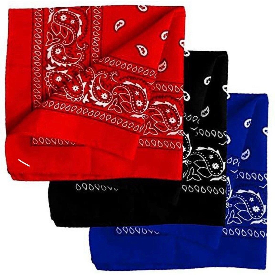 CoreSoft Red, Blue and Black Paisley 20inch x 20inch Cotton ["Black","White","Red"] Handkerchief-image-49