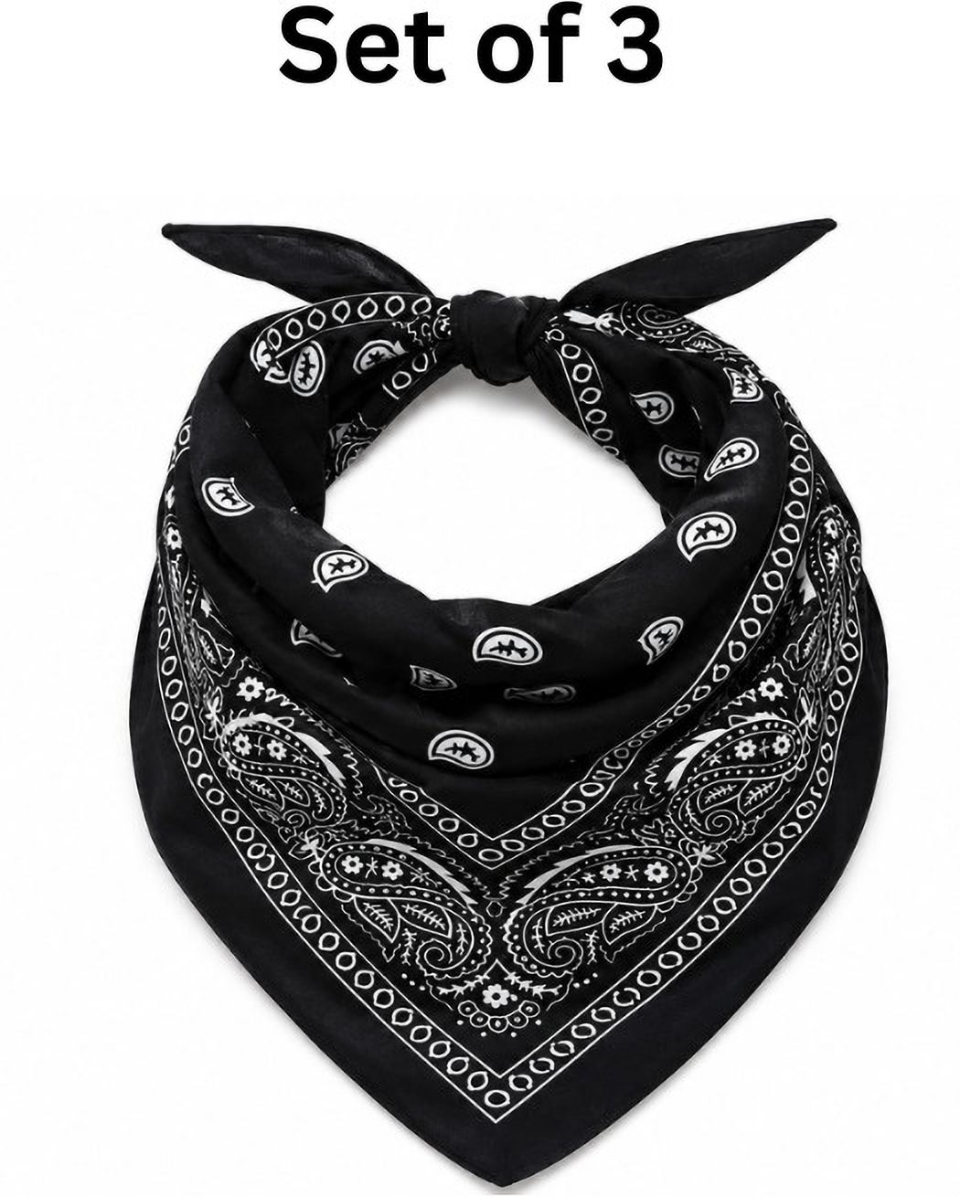 royalenterprise Premium Black Paisley Print Bandana Face Cover Neck Gaiter Scarf ["Black"] Handkerchief-picture-11