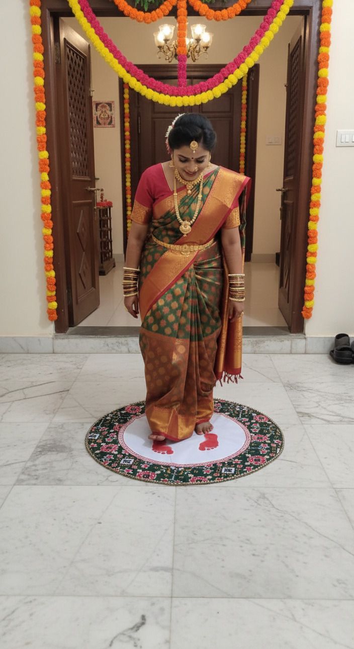 Meraki Grah Pravesh Kanku Pagla For Welcoming Wedding Couples ["Multicolor"] Handkerchief