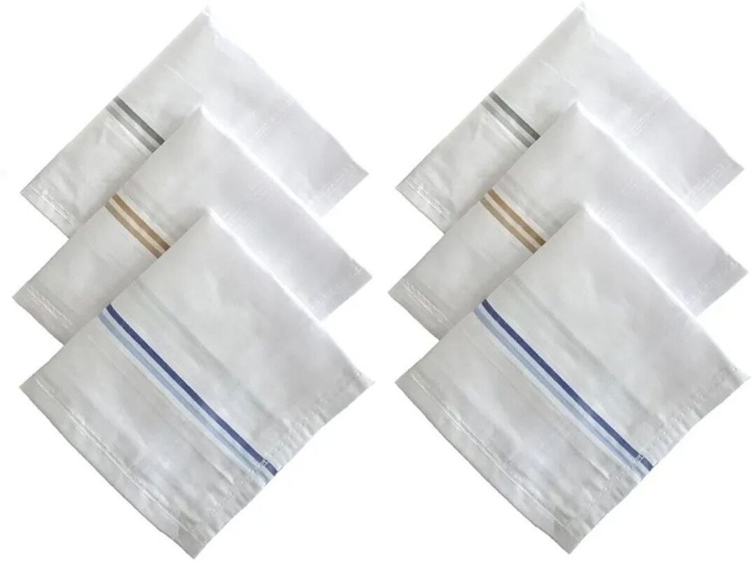 CoreSoft Men Handkerchiefs 100% Cotton Premium Collection Cotton Hanky For Men ["White"] Handkerchief-image-6