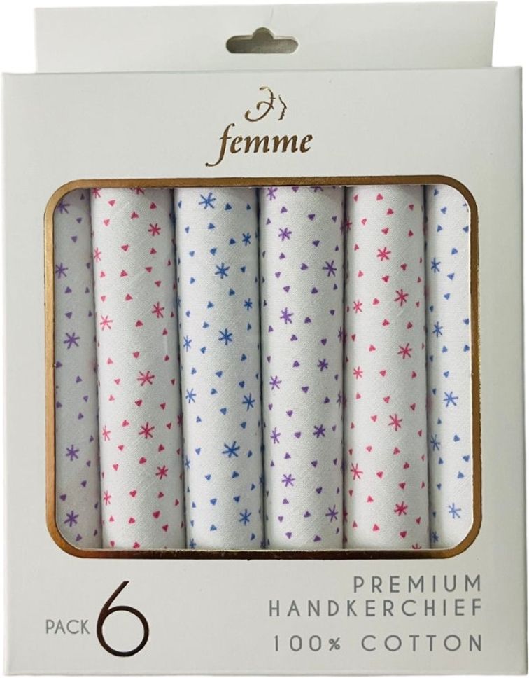 Femme PRINTS 100% PURE COTTON LADIES PREMIU3 HANDKERCHIEVES ["WHITE WITH PRINTS"] Handkerchief-image-16
